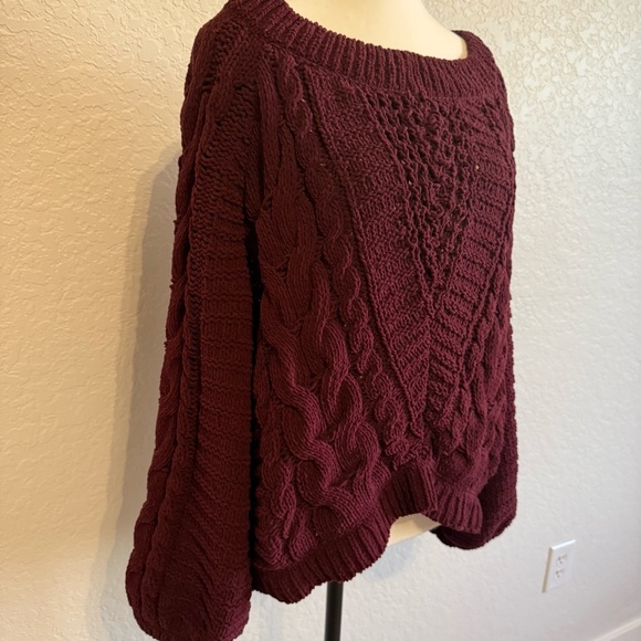 Express Maroon Cable Knit Sweater - Picture 1 of 7